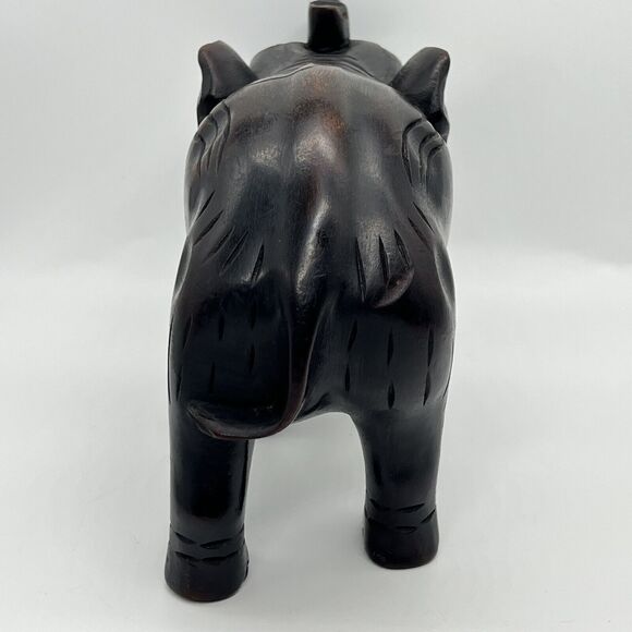 Vintage Wooden Elephant Hand Carved 6x9" Detailed Art Sculpture 1950s Figurine - Picture 11 of 16